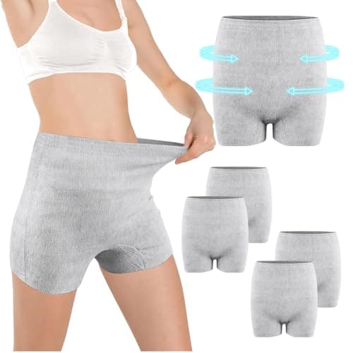 Image of ACWOO Postpartum Disposable Knickers, 4pcs Women's Maternity High Waist Underwear Pregnancy, Microfibre Boyshort Cut Knicker with Super Soft, Breathable Stretchable Maternity Pant After Birth Seamless