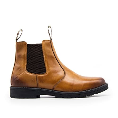 Image of Xpert - Heritage Saddler Dealer Boots. Pull On Genuine Waxy Leather Chelsea Boots With Footbed Padding And Breathable Lining, Ideal Mens Shoes For Everyday Wear (Burnished Tan, UK9)