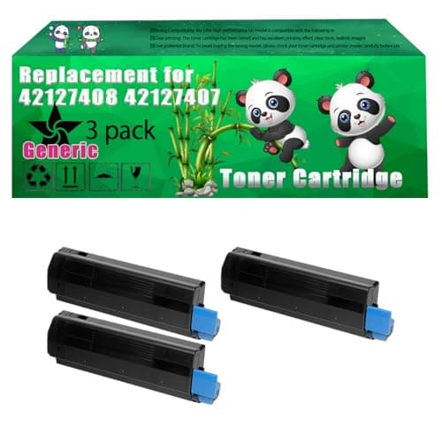 Image of Replacement 42127408 42127407 42127406 42127405 Toner Cartridge Compatible for Okidata OKI C3100 C5100 C5200 C5300 C5400 Printers, Up to 6000 Pages, Vivid Colors, Contains Chip (3 Pack Black)