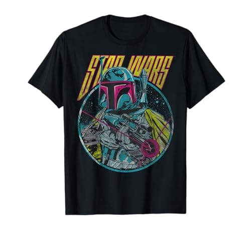Image of Star Wars Boba Fett Neon Blaster Vintage Graphic T-Shirt T-Shirt