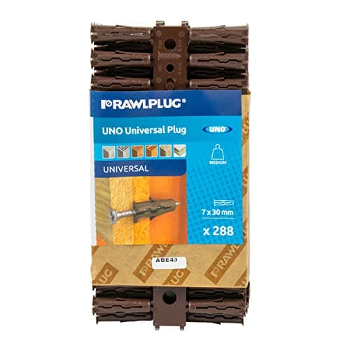 Image of Rawlplug Uno Universal Contract Wallplug 7 mm Brown | Rawl Plugs for Plasterboard, Masonry, Brick, Concrete | Solid Wall Plug Anti Rotation Features | Plasterboard Fixings Plug Pack of 288