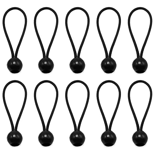 Image of 10 x Tarpaulin Bungees Balls Tarp Bungee Cord for Banner, Tarpaulins, Pavilions, Tents, Tent Bungee Hooks, Tarpaulin Holder, Flag Poles (Black, 10 inches)