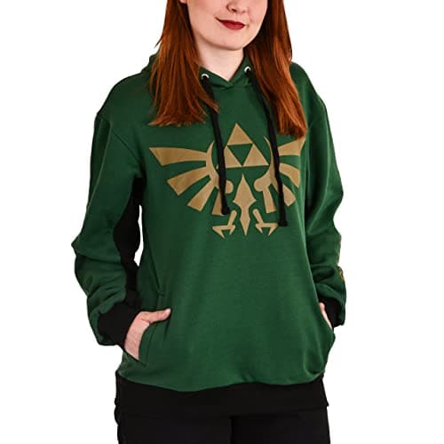 Image of Elbenwald The Legend of Zelda Hoodie with Triforce and Symbols Print for Men Women Unisex Green Gold - L