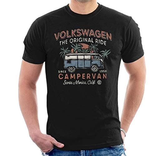 Image of Volkswagen Men's The Original Ride Campervan T-Shirt, Black, L