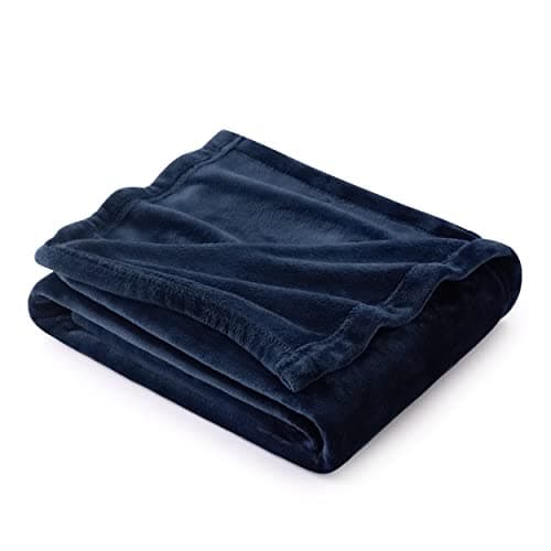 Image of Bedsure Fleece Throw Blanket for Sofa - Soft Cosy Fluffy Blankets for Bed, Warm Single Throws for Audlts, Gifts for Women and Men,Navy Blue, 130x150 cm