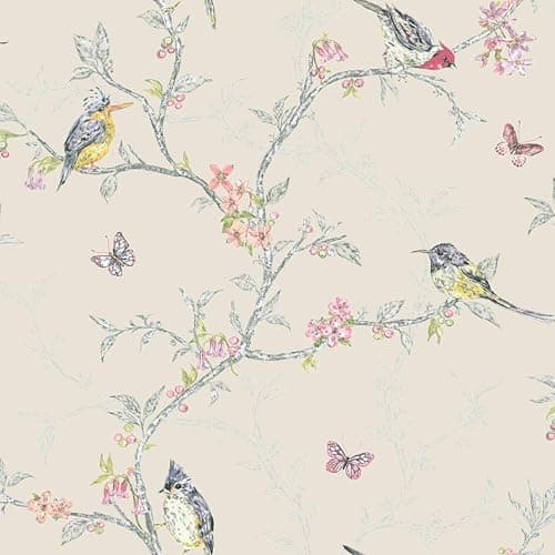 Image of Beige - 98082 - Phoebe - Birds - Trees - Blossom - Butterflies - Statement - Holden Decor Wallpaper