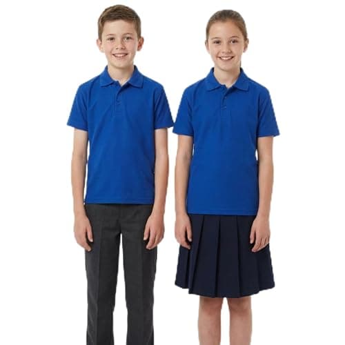 Image of Kids Polo Shirt Boys Girls School Uniform Plain Short Sleeve Cotton Polycotton Childrens T-Shirt PE Sports Top Back to School Royal Blue 3-4 Year