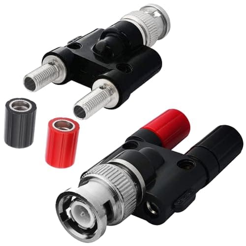 Image of RUNQIN OUTDOOR 2Pcs BNC Male Plug to 2x4mm Dual Banana Female Jack Socket Binding Post Audio Adapter Connector, Plastic Oscilloscope Cable RF Coaxial Splitter Adapter Connection