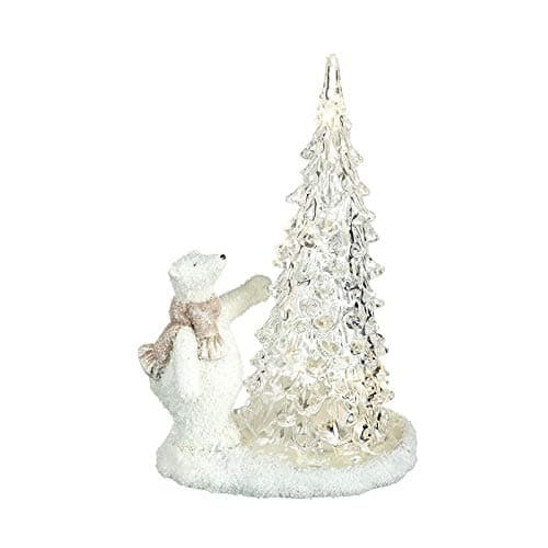 Image of Heaven Sends Polar Bear in Scarf with Light Up Glass Tree