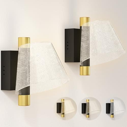 Image of HOMCOM Led Wall Lamp 2 Pack, Modern Starry Wall Light with Adjustable Colour Temperature 3000K/4000K/6500K, for Indoor, Living Room, Bedroom, Hallway, Stairs, 5W, Black