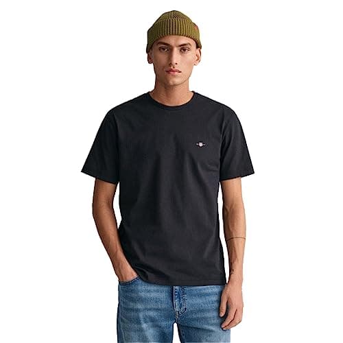 Image of GANT Mens Shield Short Sleeve T-Shirt - Black 005 - XS