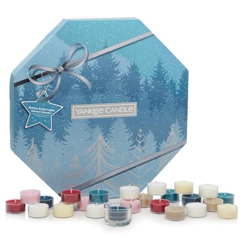 Image of Yankee Candle Advent Calendar 2023 Wreath | Scented Candles Gift Set | 24 Scented Tea Lights and 1 Tea Light Holder | Bright Lights Collection