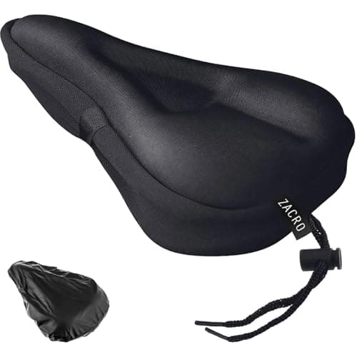 Image of Zacro Bike Seat Cushion Cover - Gel Padded Bike Seat Cover for Men Women Comfort, Extra Soft Exercise Bicycle Seat Compatible with Peloton, Outdoor & Indoor