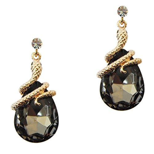 Image of Navachi 18k Gold Plated Crystal Grey Zircon Snake Drop Dangle Az2538e Stud Earrings
