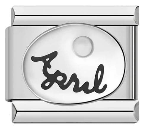 Image of Mon & Sons Jan-Dec Birthday Birth Stone Date Anniversary Month Charm Silver 9mm Italian Link Compatible With Modular 9mm Bracelet (April Apr)
