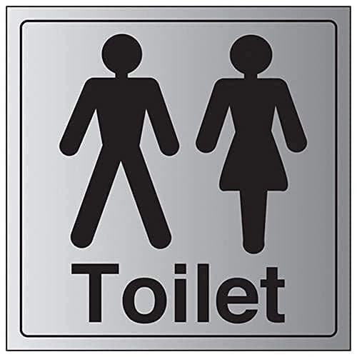 Image of V Safety General Door-Gents/Ladies Toilet Sign - 200mm x 200mm - Self Adhesive Alu Effect