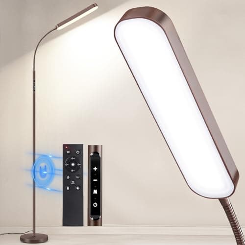 Image of OUTON LED Floor Lamp 15W 1500LM, Adjustable Gooseneck LED Modern Lamp with 4 Color Temperature and Stepless Dimmer, Remote and Touch Control for Reading Living Room Bedroom (Bronze)