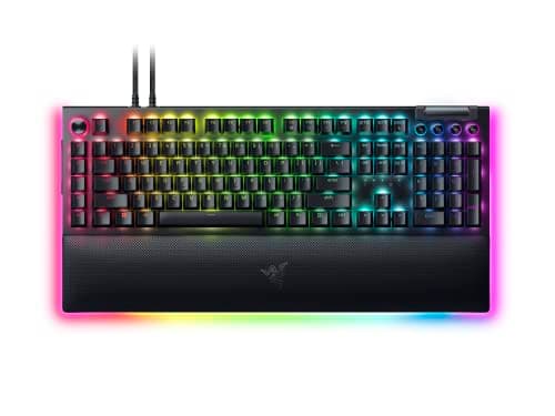 Image of Razer BlackWidow V4 Pro (Green Switch) - Mechanical Gaming Keyboard (Clicky Mechanical Switches, Command Dial and 8 Dedicated Macro Keys, Multi-Function Roller, Wrist Rest) US Layout | Black