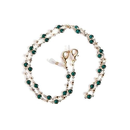 Image of OMEVU Bohemian Crystal Glasses Chain Women Heart Pearl Beaded Mask Hanging Rope Eyeglass Accessories Mask Chain Sunglasses Rope Chain