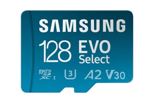 Image of Samsung EVO Select (2024) microSD Card + SD Adapter, 128 GB, Memory Card for Smartphone and Tablet, UHS-I U3, 4K UHD, Full HD, 160 MB/s Read, MB-ME128SA/EU
