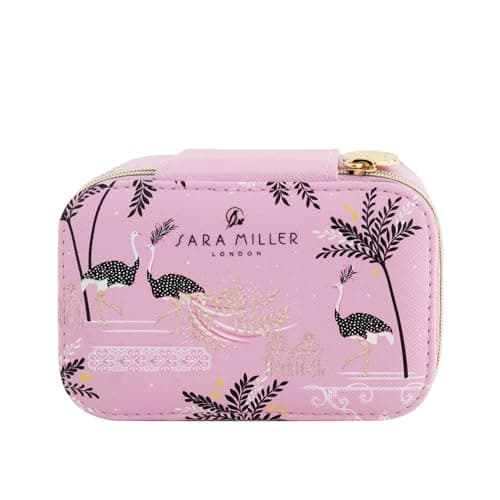 Image of Sara Miller Savannah Faux Leather Pink Travel Jewellery Case