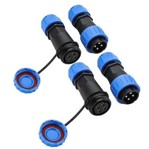 Image of GLDFYYDS 2 Pairs 4 Pin Aviation Plug And Socket IP68 Industrial Waterproof Connector Male-Female In-Line SP21 Quick Connect Wire Connector