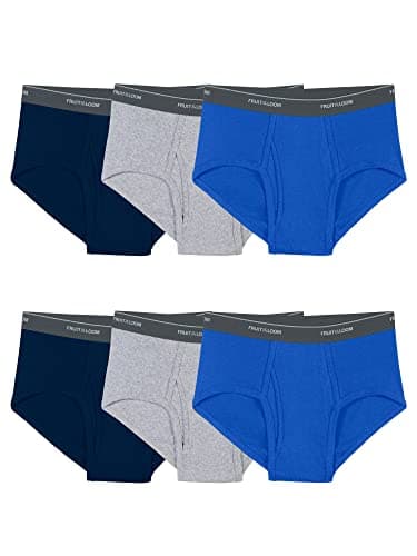 Image of Fruit of the Loom Men's Tag-Free Cotton Briefs, 6 Pack - Assorted Colors, L
