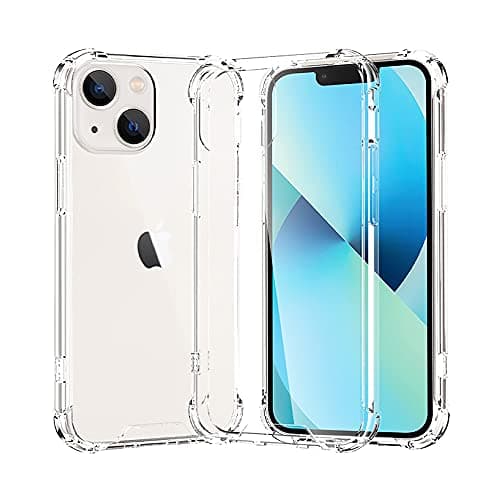 Image of Melomon Case for iPhone 13 (6.1-Inch), Anti-Scratch Ultra Clear Shockproof Hard PC Back & Soft TPU, (Airbag Protection) Bumper Protective Cover for iPhone 13 - Clear
