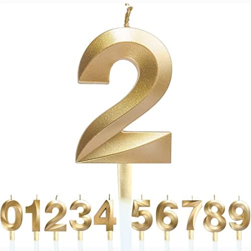 Image of Polly Online Gold Glitter 3D Number Candles for Birthday, Wedding, Anniversary & Graduation Parties