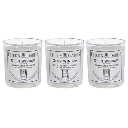 Image of Price's Candles Set of 3 Open Window Jar Candles | Fresh Air Range Bundle with Up to 135 Hours Combined Burn Time | Odour Eliminator Candle Bundle Including (Open Window)