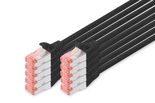 Image of Digitus LAN Cable Cat 6-0.25m - 10 Pack - RJ45 Network Cable - S/FTP Shielded - Compatible with Cat6A & Cat7 - Black