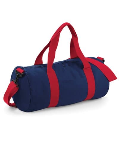Image of Bagbase Varsity Barrel Bag Colour=Bright Royal/off White Size=O/S