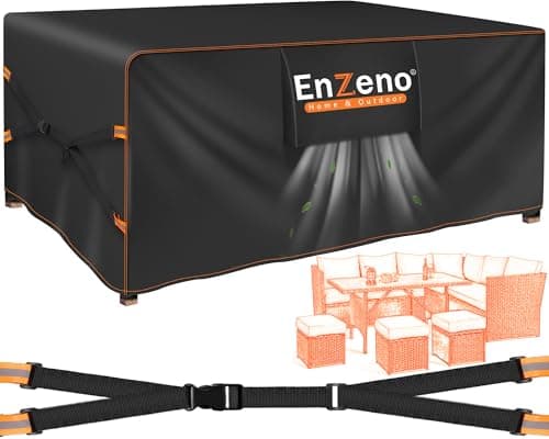 Image of Enzeno New Upgrade Garden Furniture Set Covers Waterproof,500D Heavy Duty Oxford cloth Outdoor Furniture Covers,Wider Vents for Patio Chair and Table Rattan Sofa 242x182x100cm Rectangular