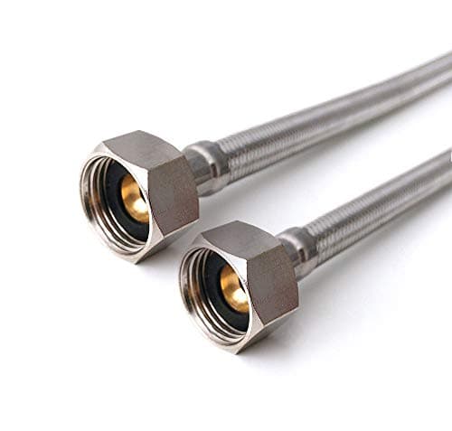 Image of x2 (Pair) 1/2" x 1/2" BSP (600mm) Flexible Pipe Connectors | DIY Bathroom Basin Kitchen Sink Replacement Flexi Hose Pipes Tail