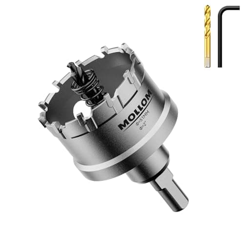 Image of Mollom (51mm | 2'') Heavy Duty Carbide Hole Saw with 2 Pilot Drill Bits, Hole Cutter cuts Stainless Steel, mild Steel, Iron, Copper, Brass, Plastic