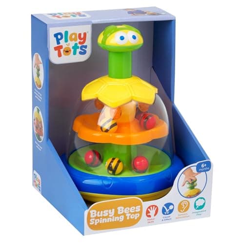 Image of John Adams | Play Tots - Busy Bees Spinning Top | Press and spin top activates colourful spinning bees! | Baby and Toddler Toys | Ages 6m+, Yellow