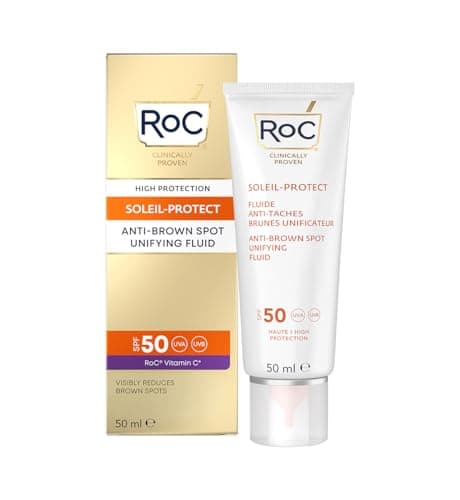 Image of RoC Soleil Protect Sun Cream Anti Brown Spot Unifying Fluid SPF50 | Daily Sun Cream with Vitamin C, Moisturiser for Face | 50 ml