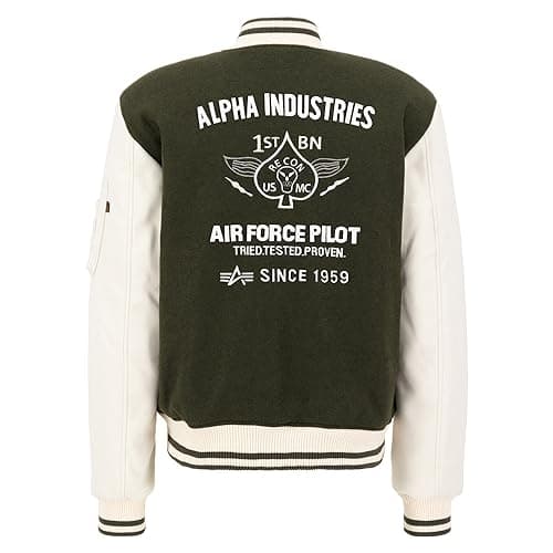Image of Alpha Industries Varsity Air Force Jacket College for Men Dark Olive