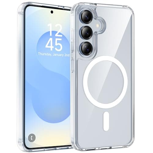 Image of ORETECH Magnetic for Samsung Galaxy S25 Case, [Compatible with Mag-Safe] [Anti Yellowing Clear] [Military Grade Shockproof] Ultra Slim Protective Anti-Scratch Transparent Cover