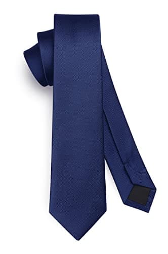 Image of HISDERN Navy Blue Tie Silk Skinny Tie Slim ties For Men Solid NeckTie Classic Formal Tie For Business Wedding(6cm)