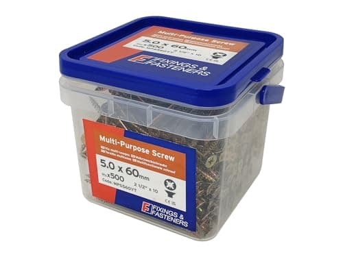 Image of Multi-Purpose Pozi Compatible Screw CSK ST ZYP 5.0 x 60mm Tub 500