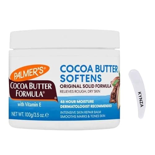 Image of Palmer’s Cocoa Butter Formula Tub 100g with Vitamin E + KYNZA Hygienic Spatula Applicator | Intensive Moisturising Solid Balm for Dry Skin | 48 Hour Hydration | Skin Repair & Stretch Mark Care