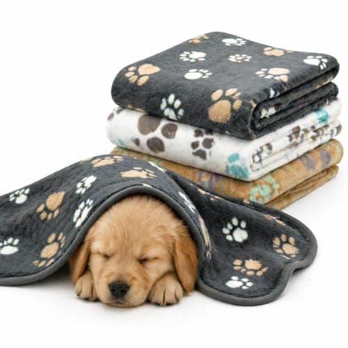 Image of LeapSheep Dog Blankets Washable Thick Fleece Pet Blankets for Dogs Comfortable Warm Dog Blanket Large Washable Dog Blanket for Small Medium Large Pets (Big Paws, S)
