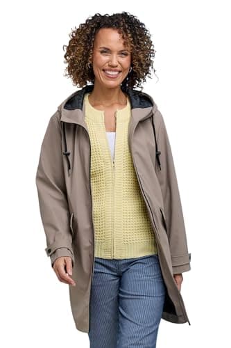 Image of Chums Ladies Showerproof Hooded Raincoat, Lightweight Waterproof Zip Coat with Adjustable Drawcord Hood, Lined Interior & Stud‑Fastening Pockets, Navy or Mocha, Sizes 10–20 Mocha 14