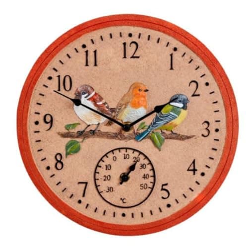 Image of Smart Garden Outside In Birdwood Thermometer & Wall Clock