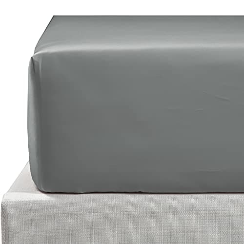 Image of NTBAY 500 Thread Count 100% Egyptian Cotton Double Fitted Sheet, Super Soft Cozy and Breathable Deep 12" / 30cm Fitted Bed Sheet, Dark Grey