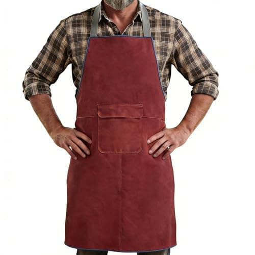 Image of Zymuegist Leather Welding Work Apron, Heat and Flame Resistant with Quick buckle, Size 34.3x23.2 Inch (Brown)