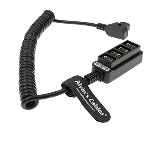 Image of Alvin's Cables D Tap to 4 Dtap Female Coiled Splitter Cable for ARRI RED Cameras TILTA Steadicam IDX Battery