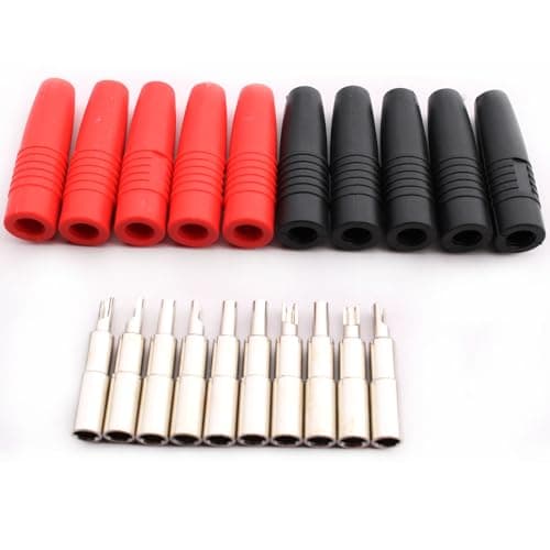 Image of RUNCCI-YUN 10Pcs Insulated Female Banana Plug Solder Banana Plugs socket for Male Banana Plug Cable Connector（Black/Red）