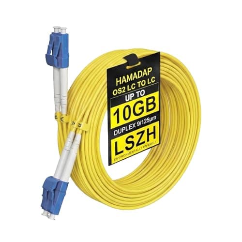Image of Hamadap OS2 LC to LC 10Gbps Fiber Patch Cable, Single Mode Duplex Fiber Optic Cable, 9/125um /2.00mm, G.652.D, LSZH Yellow, 5M/16ft